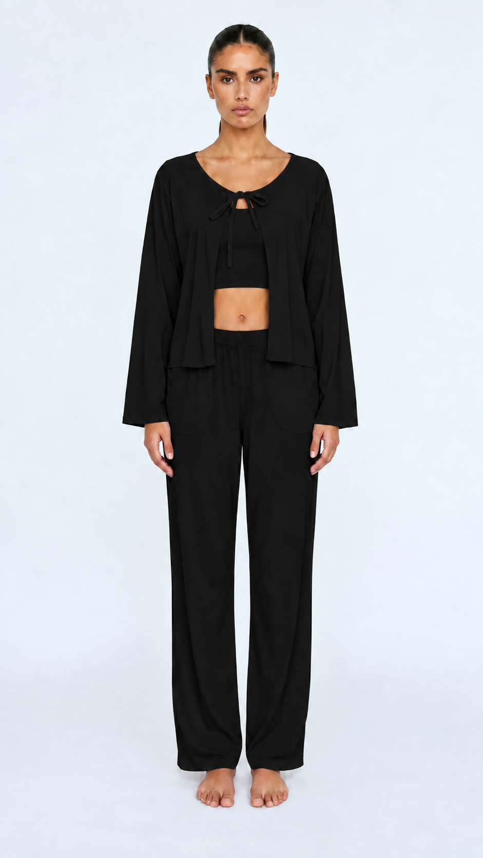 Contrast Bow Pajama (2 pieces)