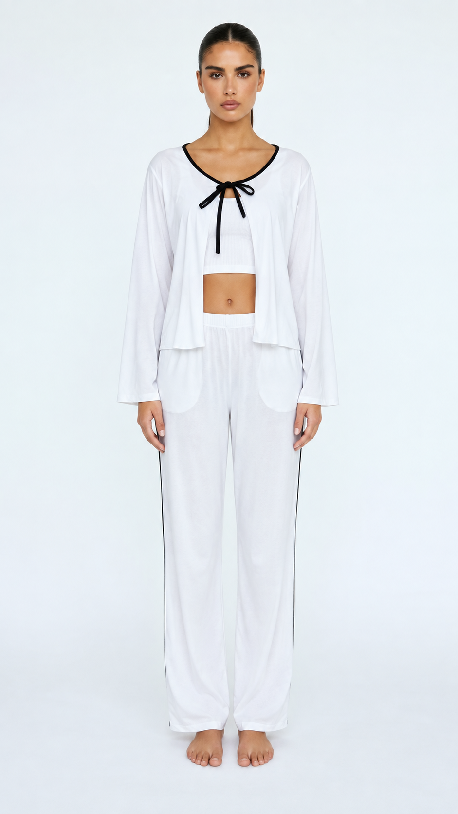 Contrast Bow Pajama (2 pieces)