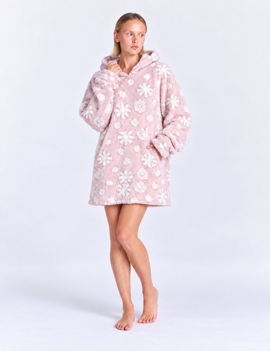 Snowflake Plush Hoodie Dress