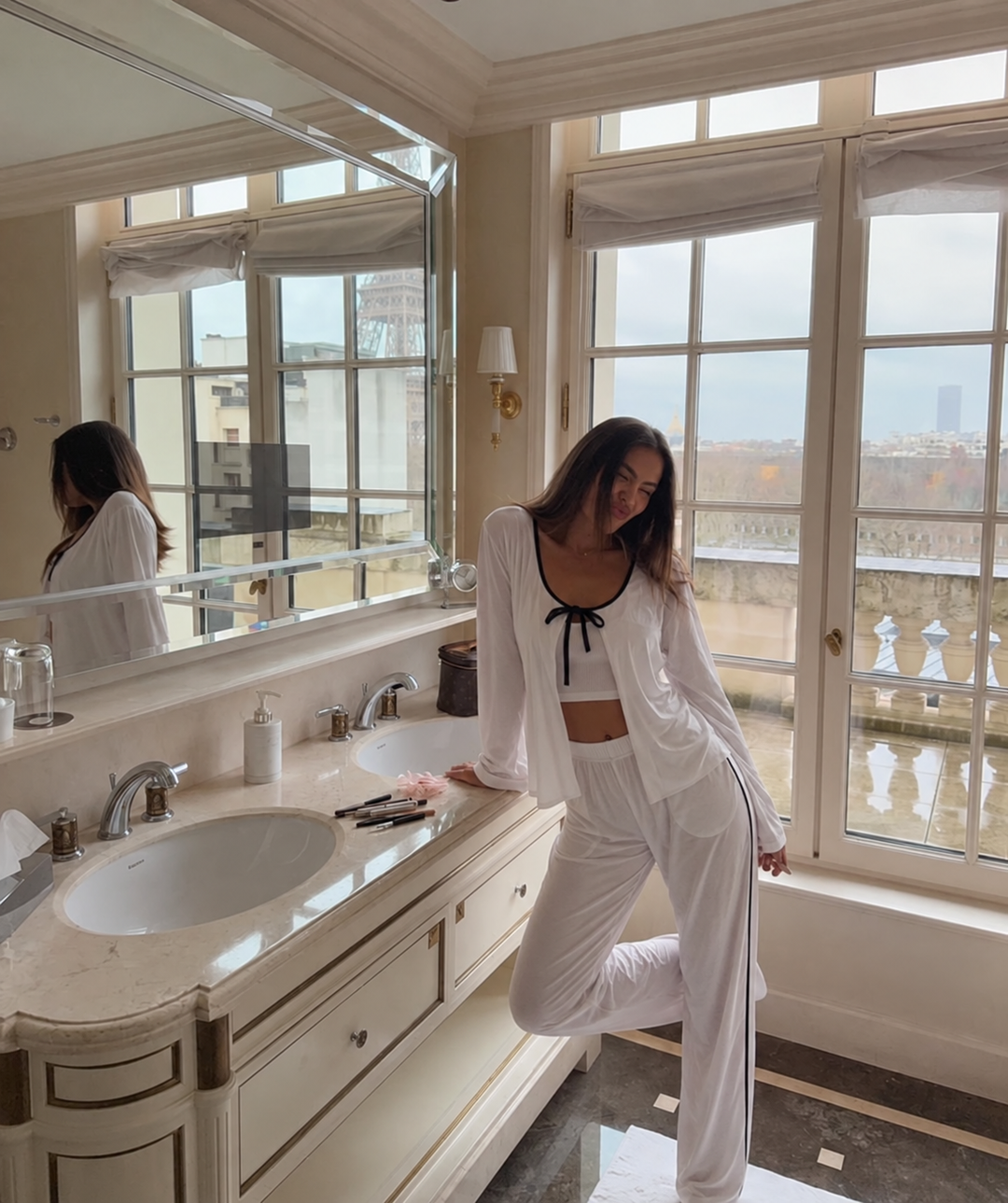 Contrast Bow Pajama (2 pieces)