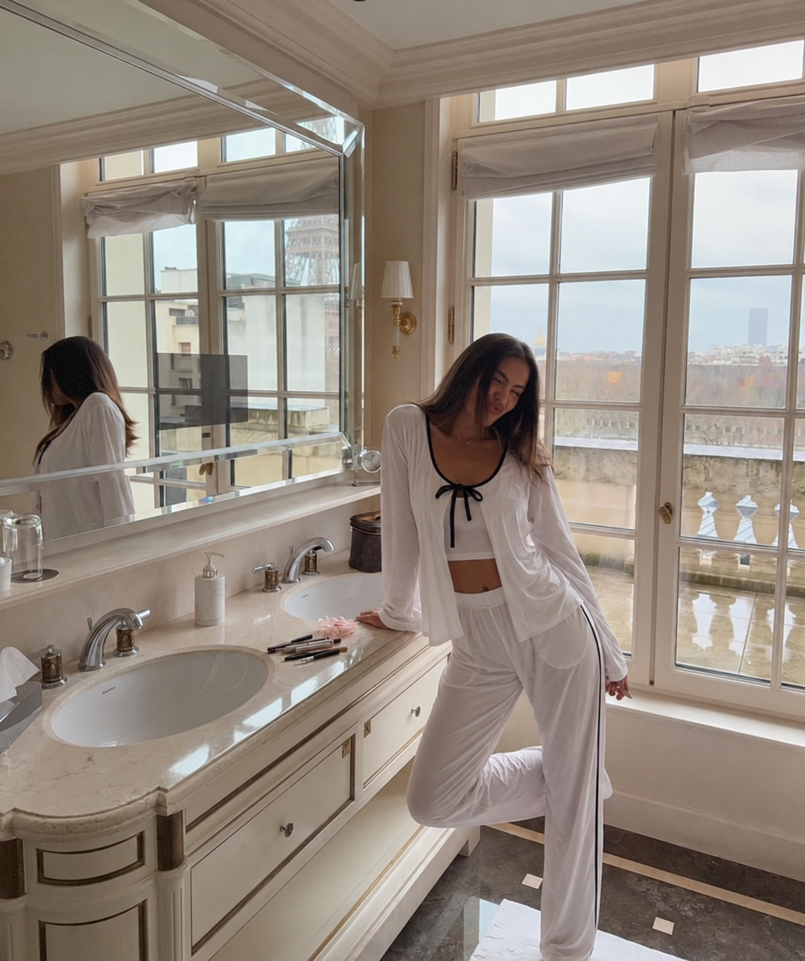Contrast Bow Pajama (2 pieces)